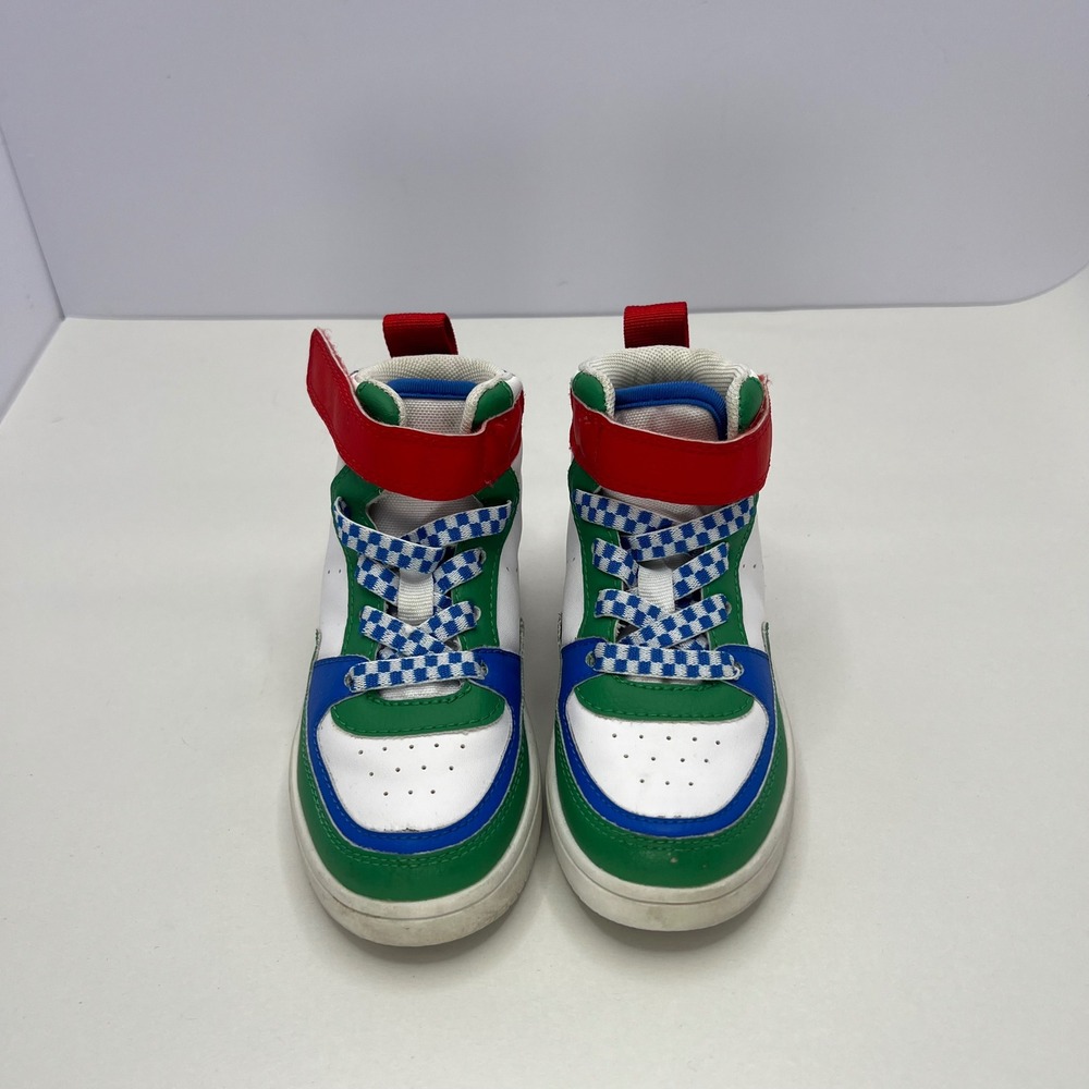 H&M Colorblock High Top Sneakers Toddler Size 7.5 Green Red Blue Retro Checkered
